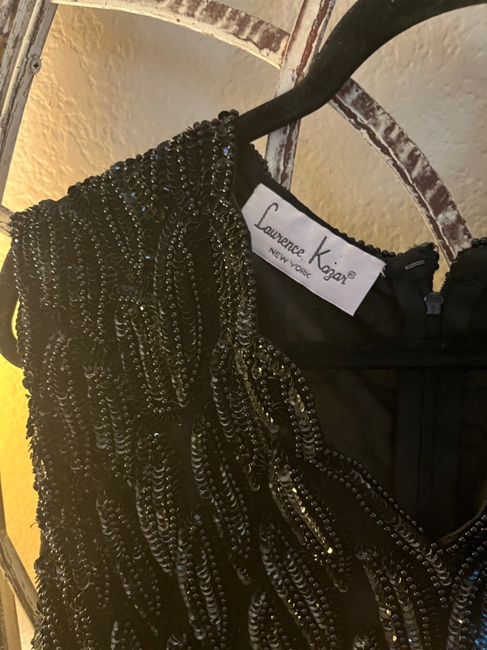 Laurence Kazar Black Sequin Fringe Cocktail Dress - Picture 4 of 14